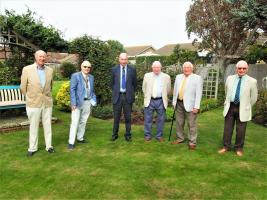 Geoff joined at this socially distanced celebration by President Martin McGill and Past Presidents Tony Lees, Tony Osborne, Keith Carlisle and John Preddy, who with Geoff have given 237 years of valuable service to Rotary and the Seaford community.
